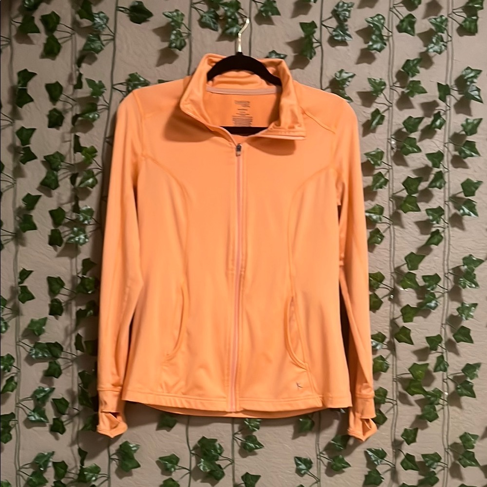Danskin Now Orange Athletic Jacket Lightweight Zip
